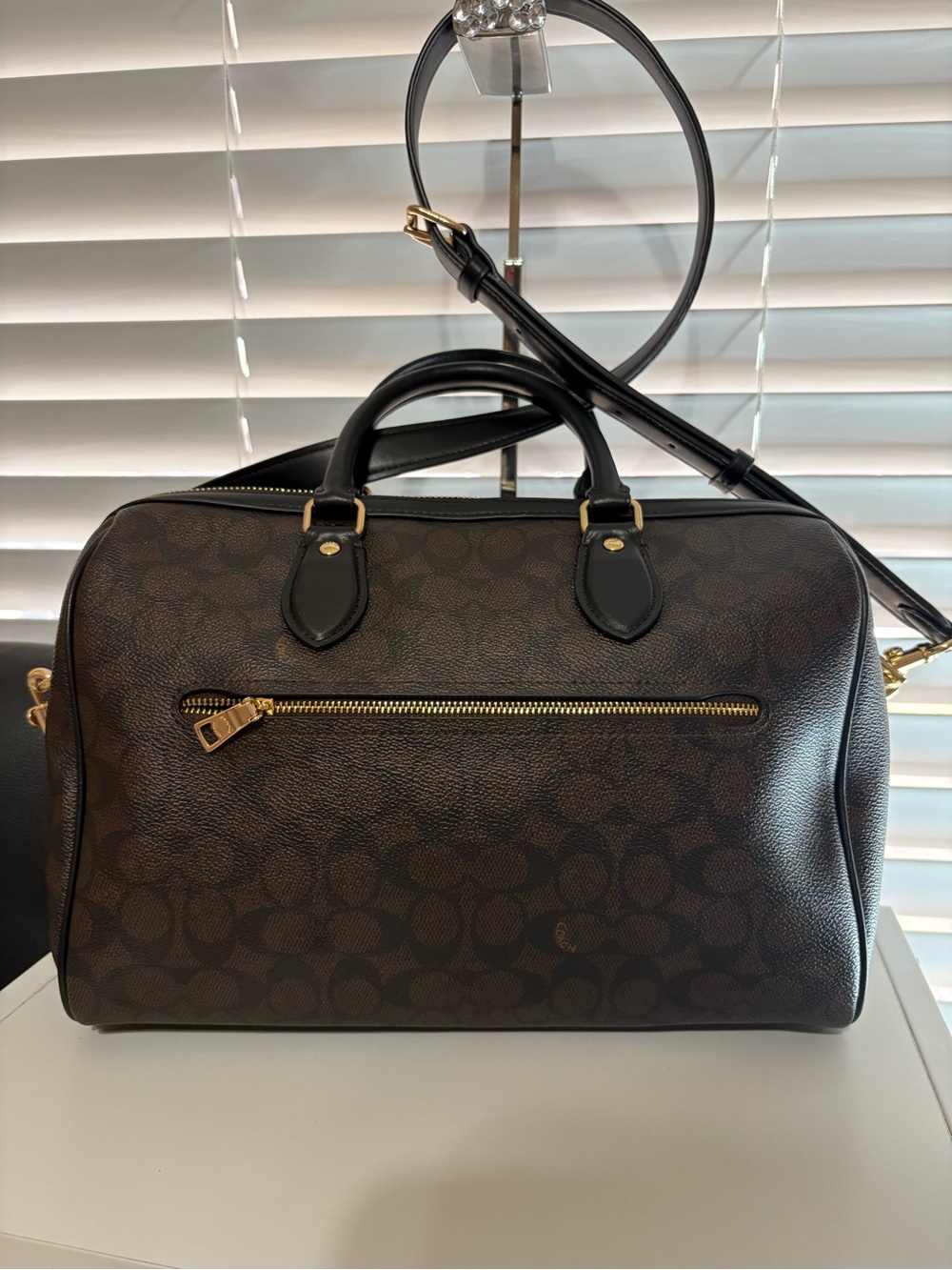 Coach Large Rowan Satchel in Walnut/Black Set - Picture 3 of 12